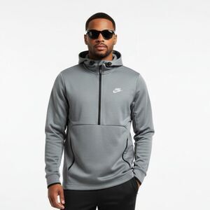 Nike Men’s Long Sleeve Gray Drawstring Hooded 1/4 Zip Jacket S